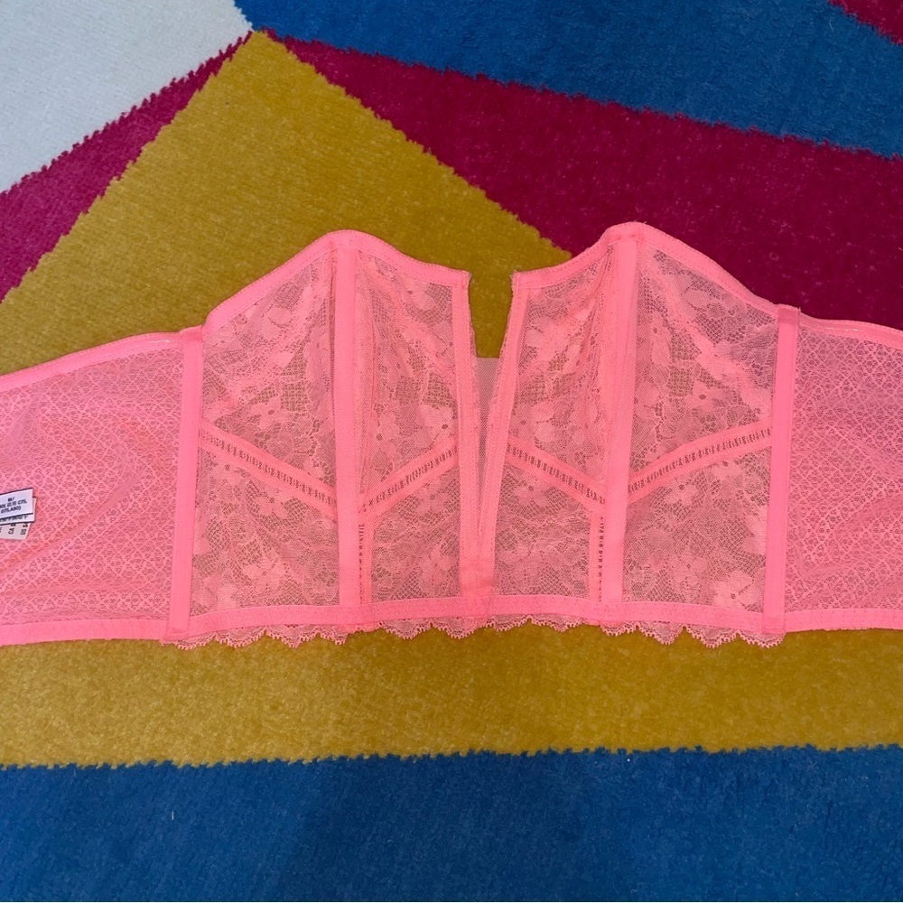 Victoria’s Secret Dream Angels Strapless Long Line Bustier Pink Lace Medium NWT - Picture 5 of 7